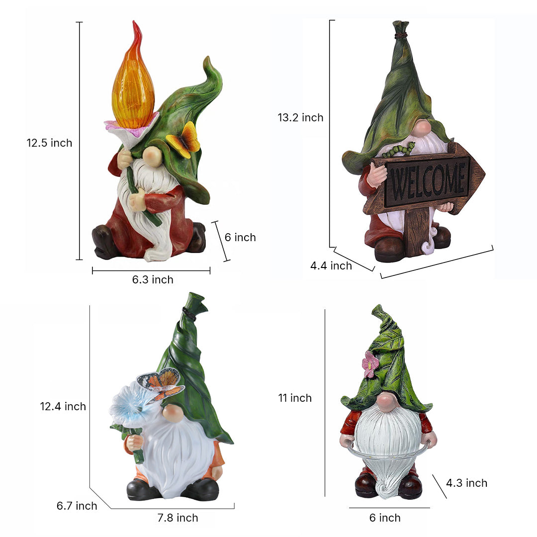 Whimsical Solar-Powered Resin Gnome Garden Lights for Outdoor Decor
