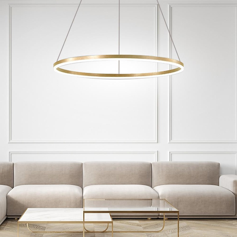Sleek Black LED Ring Chandelier Fixture in Durable Aluminum for Modern Spaces