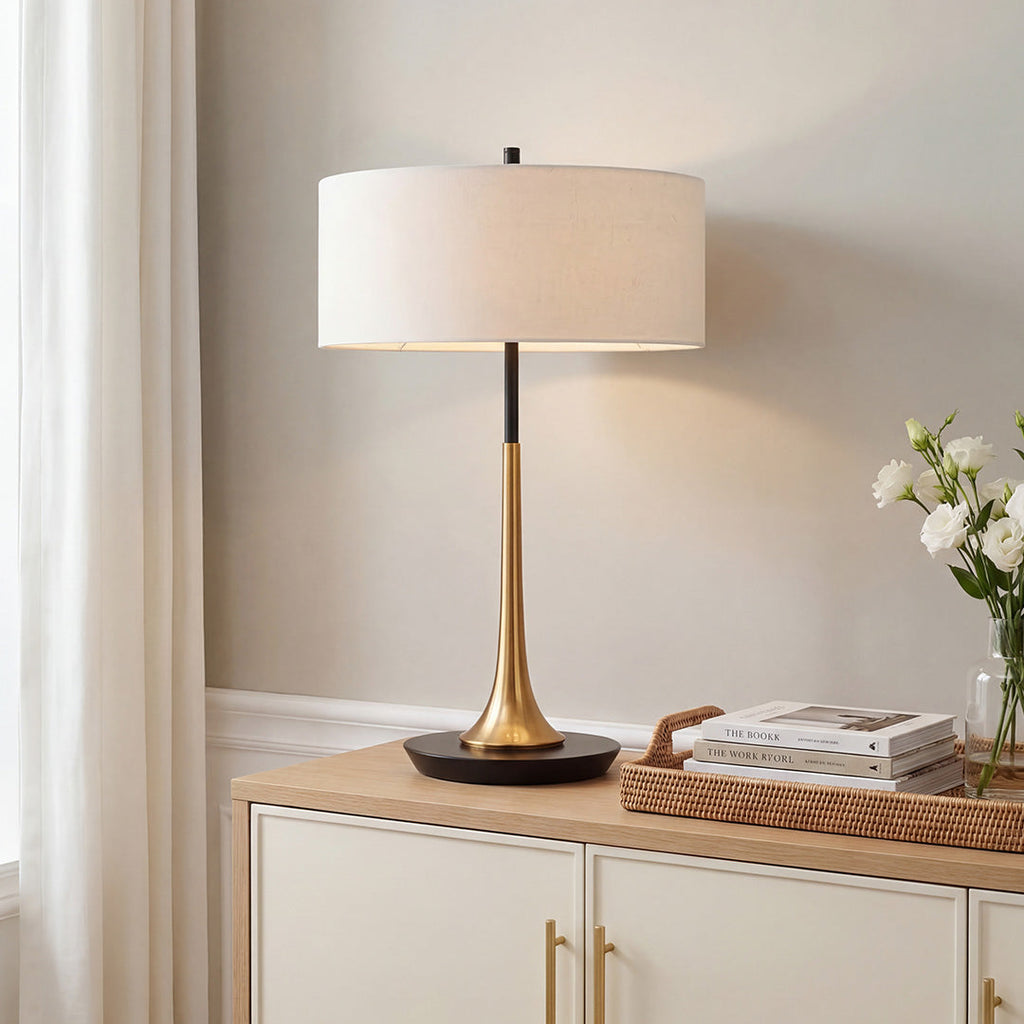 Elegant Modern Fabric Table Lamp with Metal Base for Living Room Decor