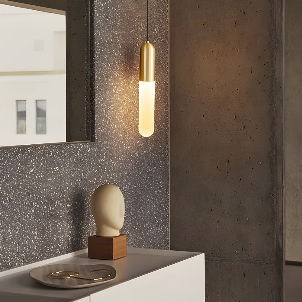Long Copper Acrylic 3-Step Dimming Pendant Light for Modern Spaces