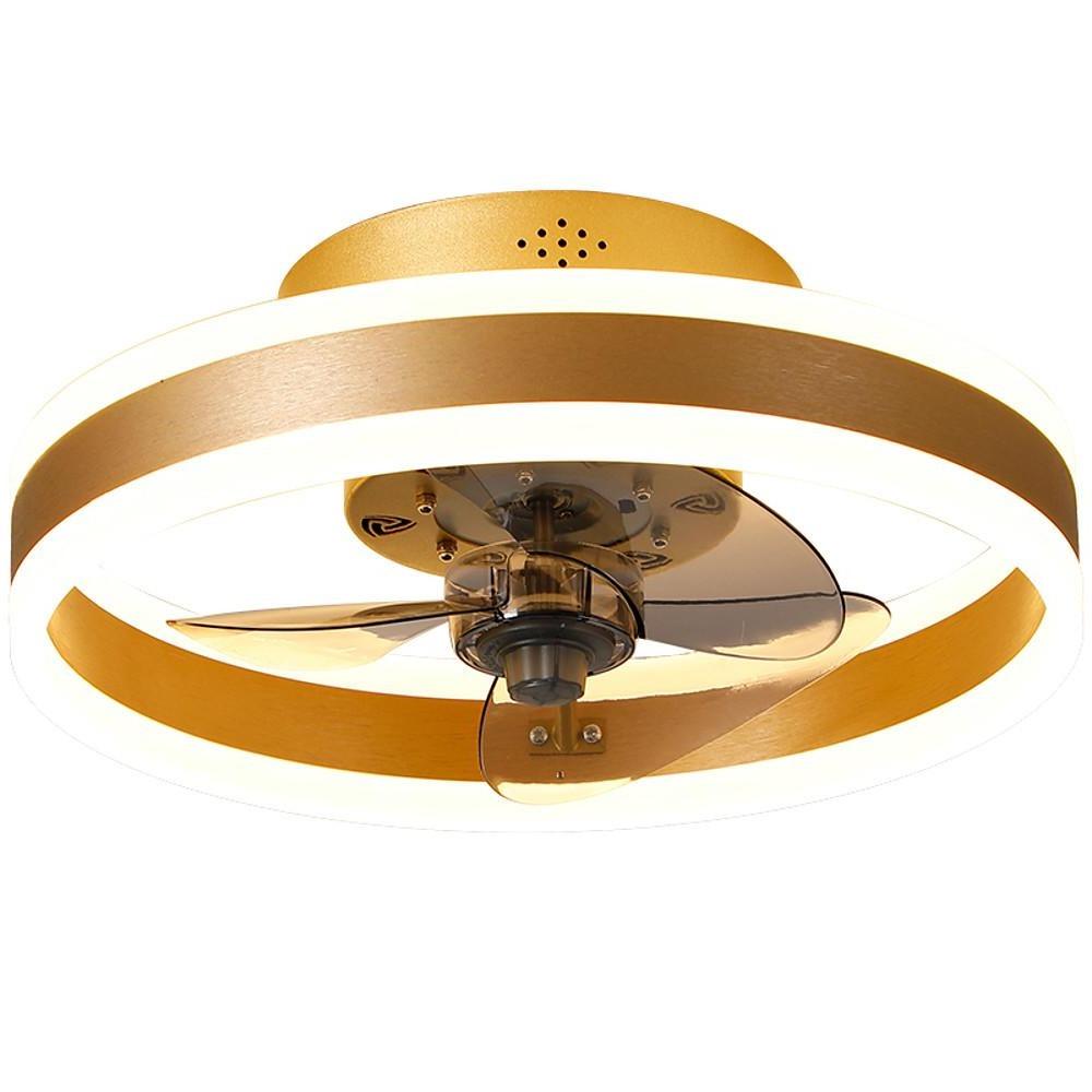 Dimmable Modern Gold Ceiling Fan with LED Light for Living Room Decor