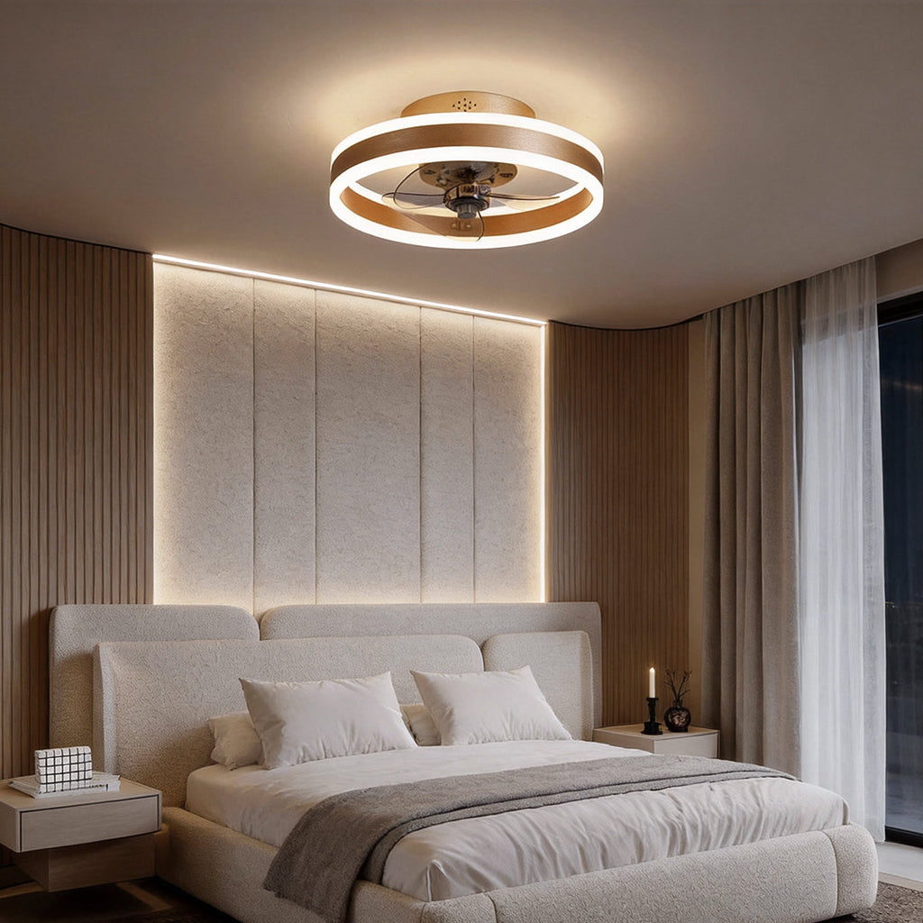 Dimmable Modern Gold Ceiling Fan with LED Light for Living Room Decor