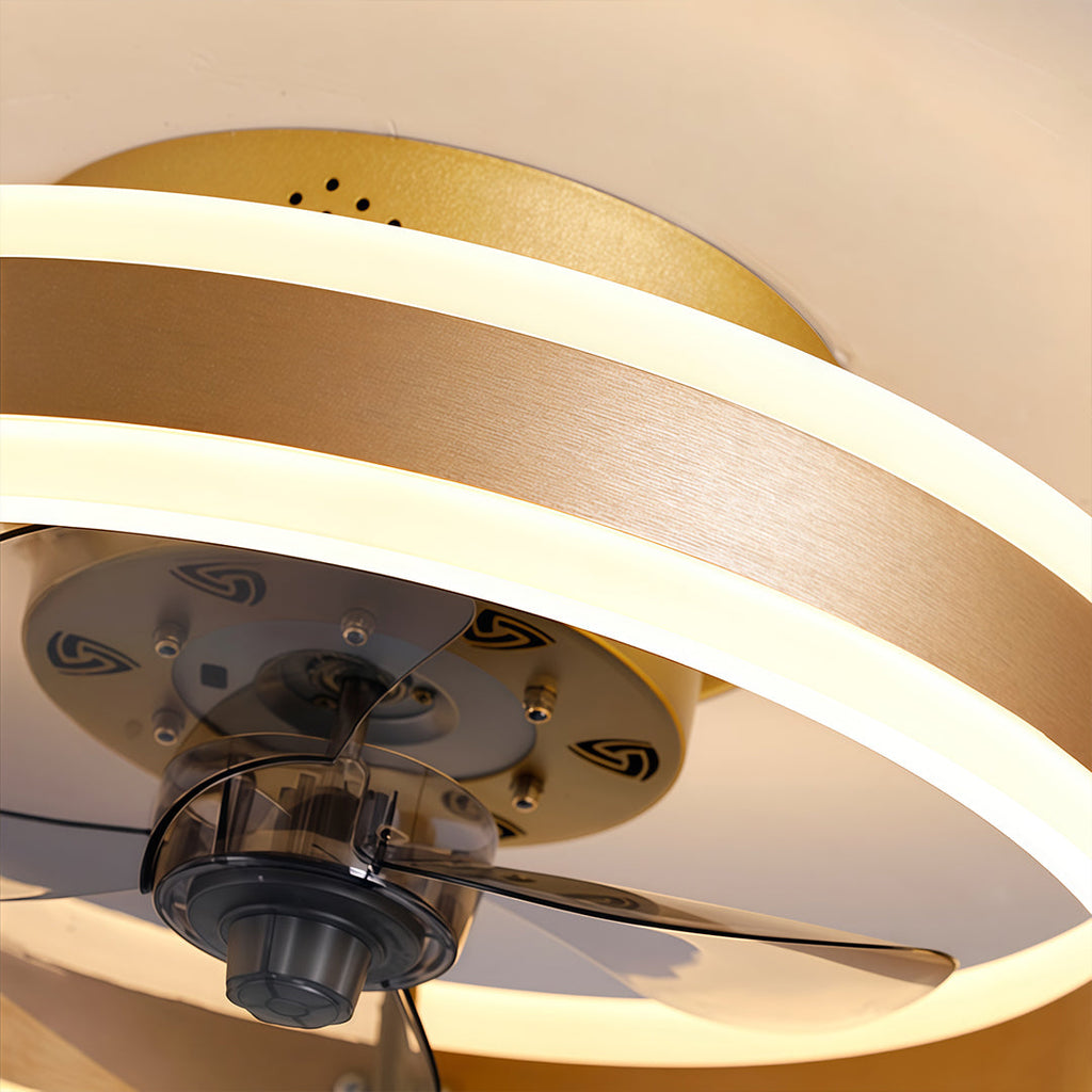 Dimmable Modern Gold Ceiling Fan with LED Light for Living Room Decor