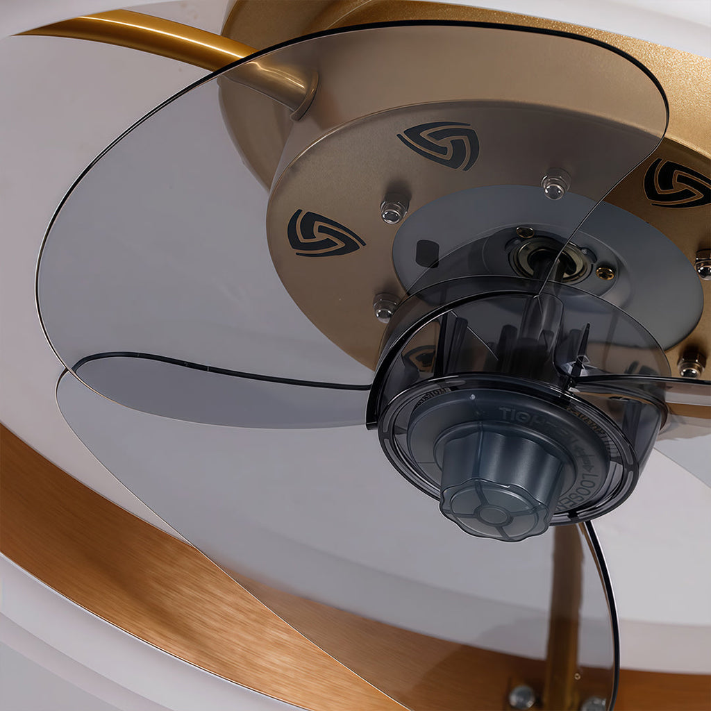 Dimmable Modern Gold Ceiling Fan with LED Light for Living Room Decor