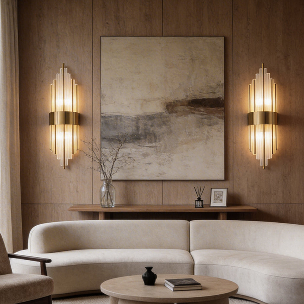 Luxury Modern Gold and Crystal LED Wall Sconces for Living Room Decor