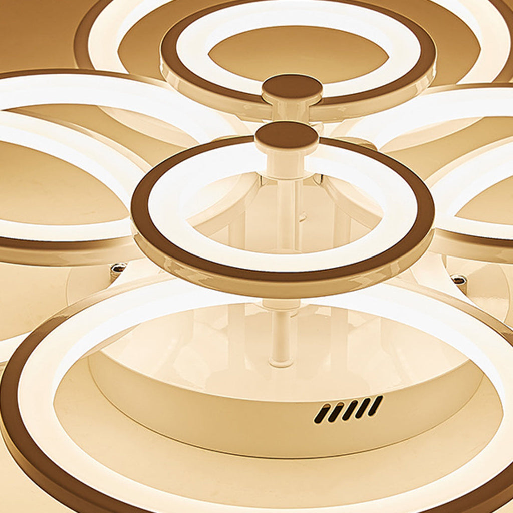 Elegant Modern Overlapping Ring Ceiling Light Fixture in Gold for Living Room