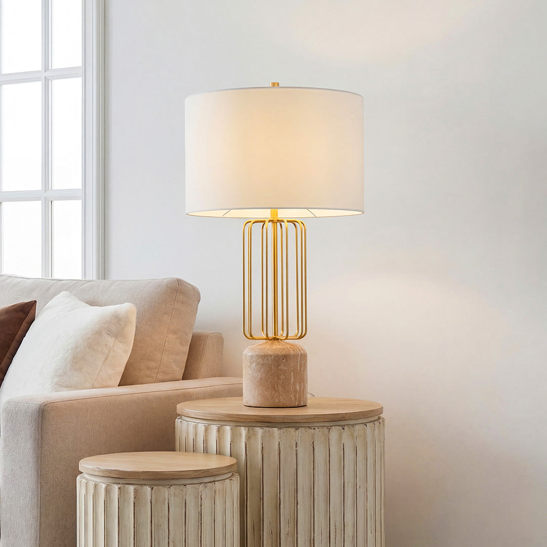 Nordic Geometric Metal Cage LED Table Lamp for Stylish Living Room Decor