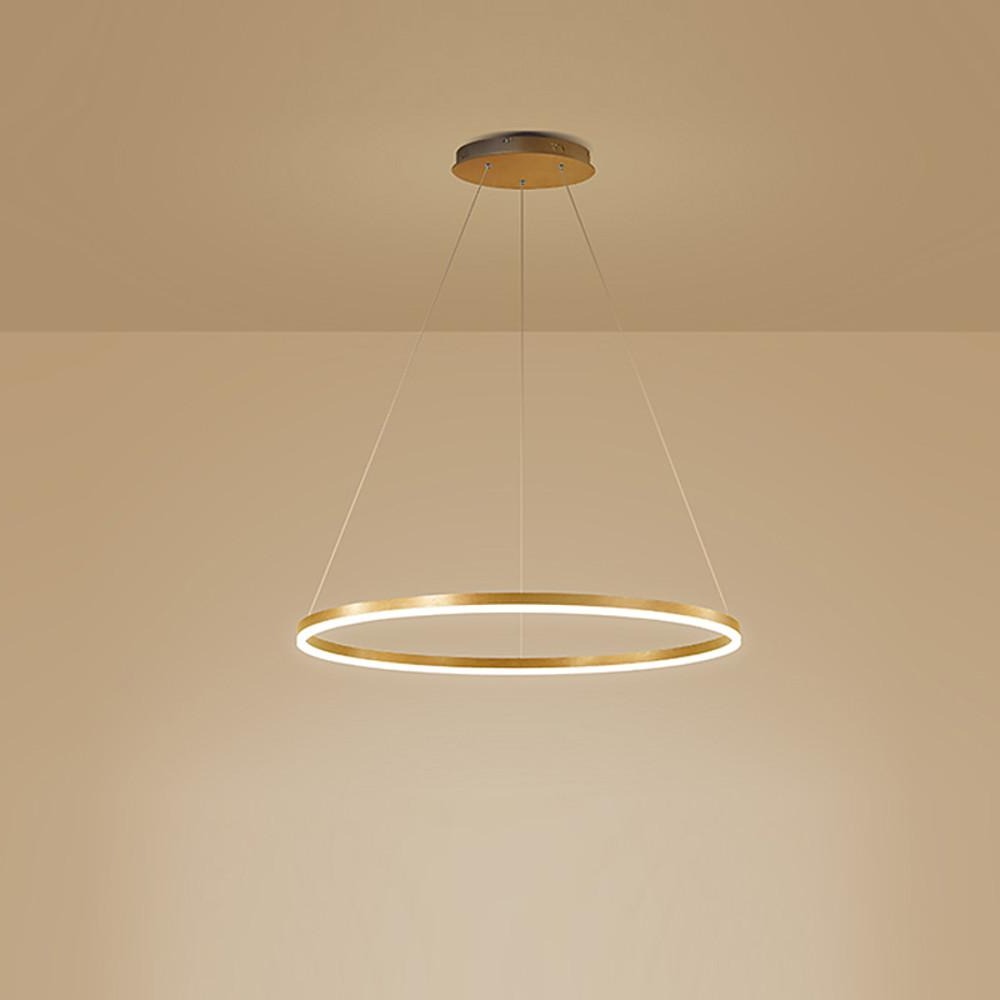 Sleek Black LED Ring Chandelier Fixture in Durable Aluminum for Modern Spaces