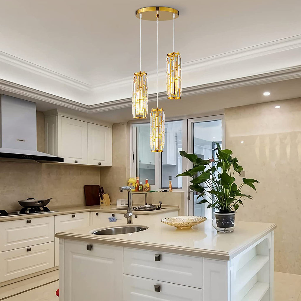 Elegant Mini Crystal Pendant Light Fixture for Kitchen or Dining Room