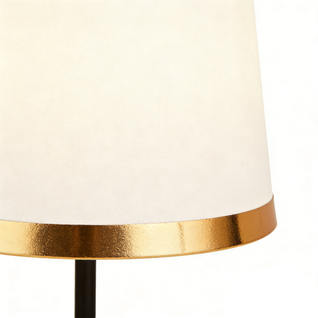 Modern Gold and White Fabric Table Lamp in Iron Base for Living Room