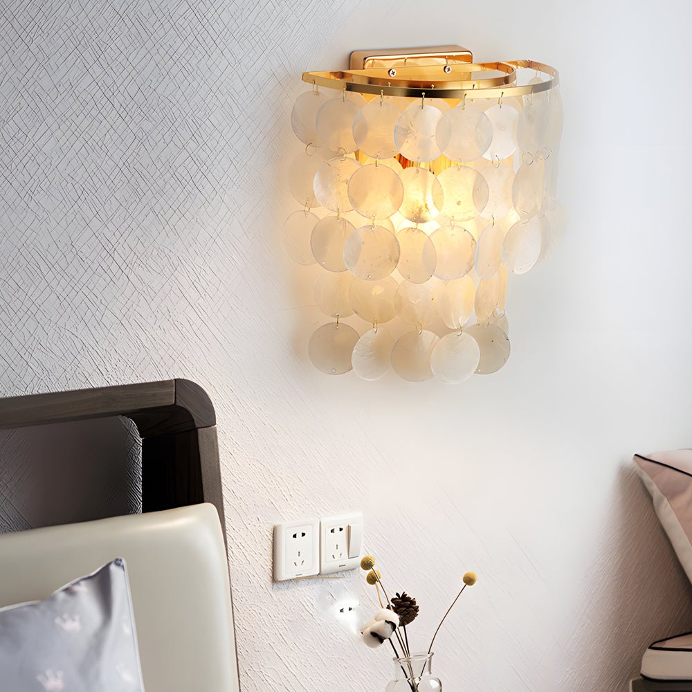 Coastal Capiz Shell LED Wall Sconces in Metallic Finish for Modern Decor