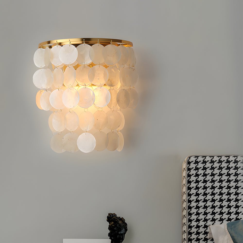Coastal Capiz Shell LED Wall Sconces in Metallic Finish for Modern Decor
