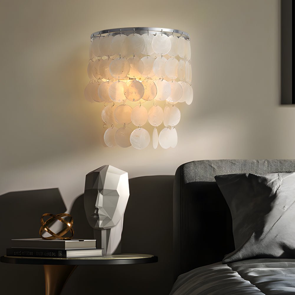 Coastal Capiz Shell LED Wall Sconces in Metallic Finish for Modern Decor