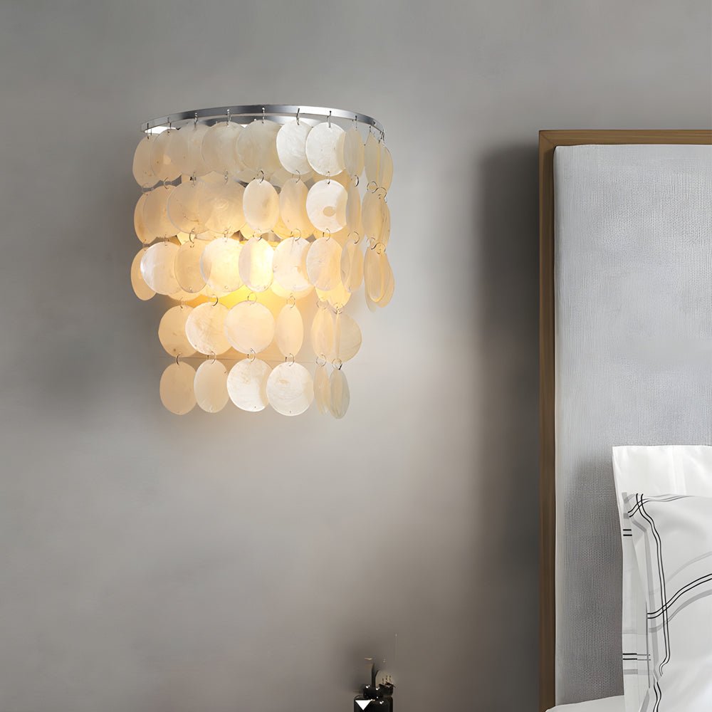 Coastal Capiz Shell LED Wall Sconces in Metallic Finish for Modern Decor