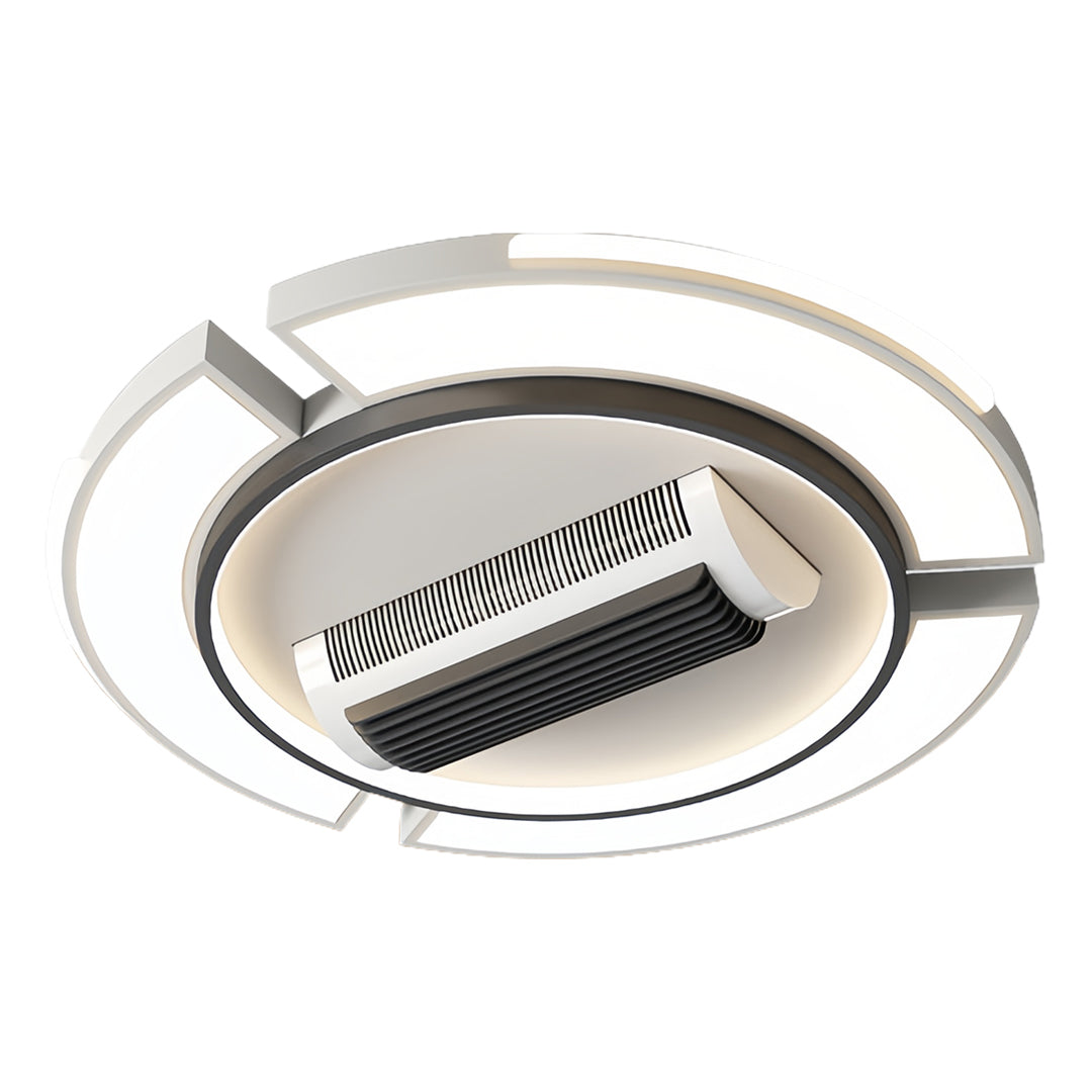 Modern Bladeless LED Ceiling Fan with Light, White for Living Room