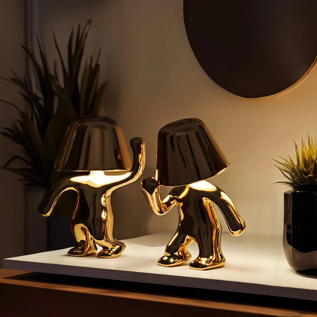 Elegant Gold Dancer Table Lamp Set in Metal for Living Room Decor