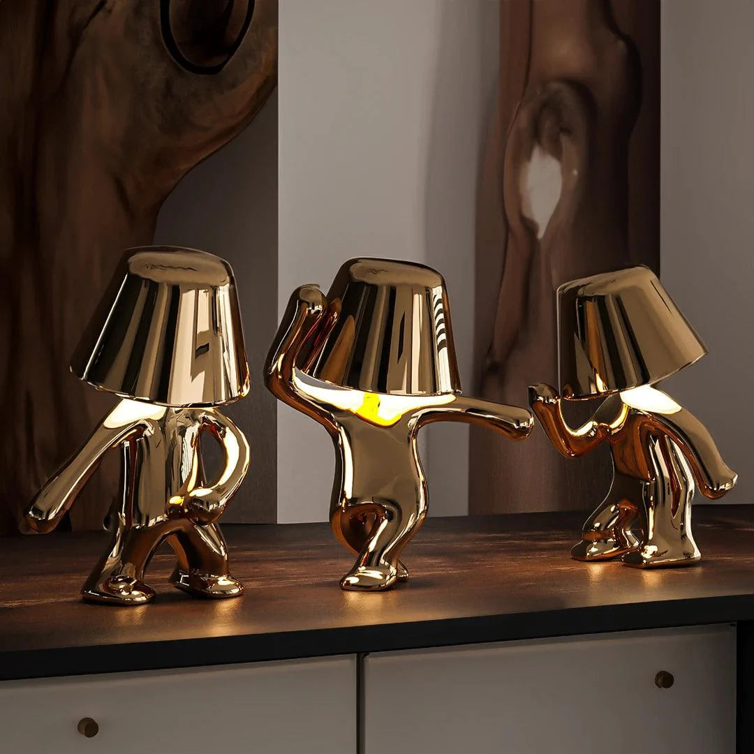 Elegant Gold Dancer Table Lamp Set in Metal for Living Room Decor