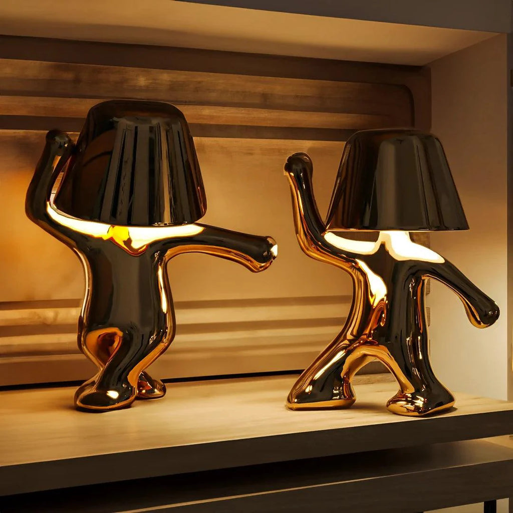 Elegant Gold Dancer Table Lamp Set in Metal for Living Room Decor