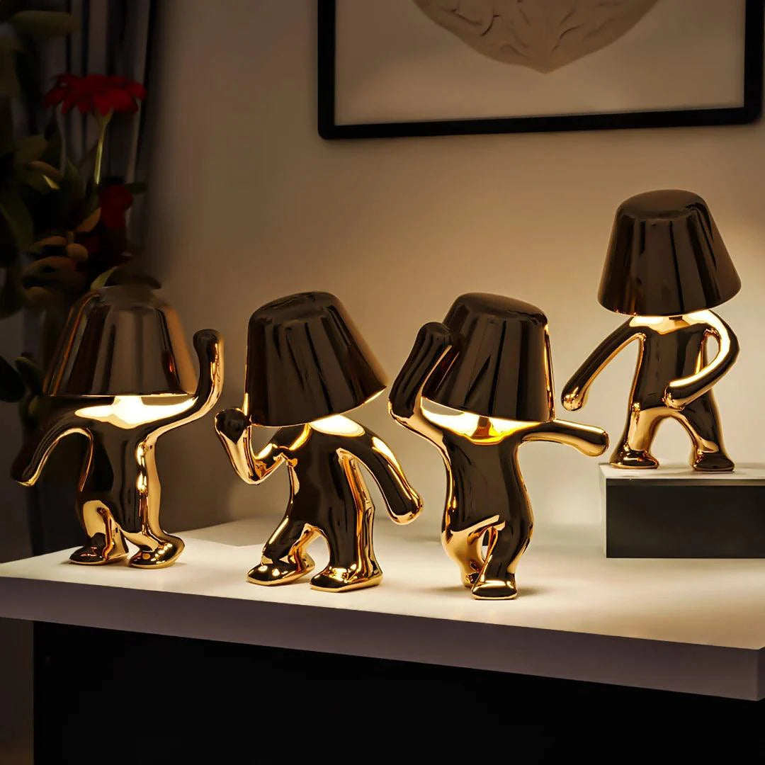 Elegant Gold Dancer Table Lamp Set in Metal for Living Room Decor
