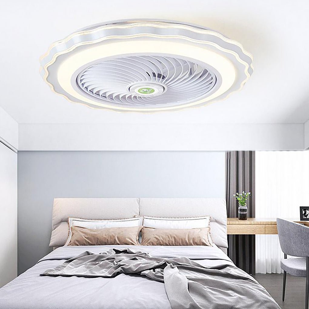 Gold Modern Bladeless Ceiling Fan with Light and Remote for Living Room