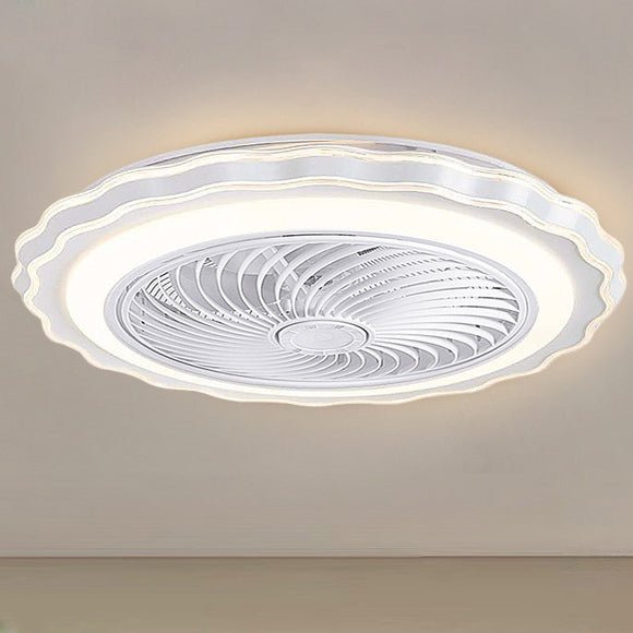 Gold Modern Bladeless Ceiling Fan with Light and Remote for Living Room