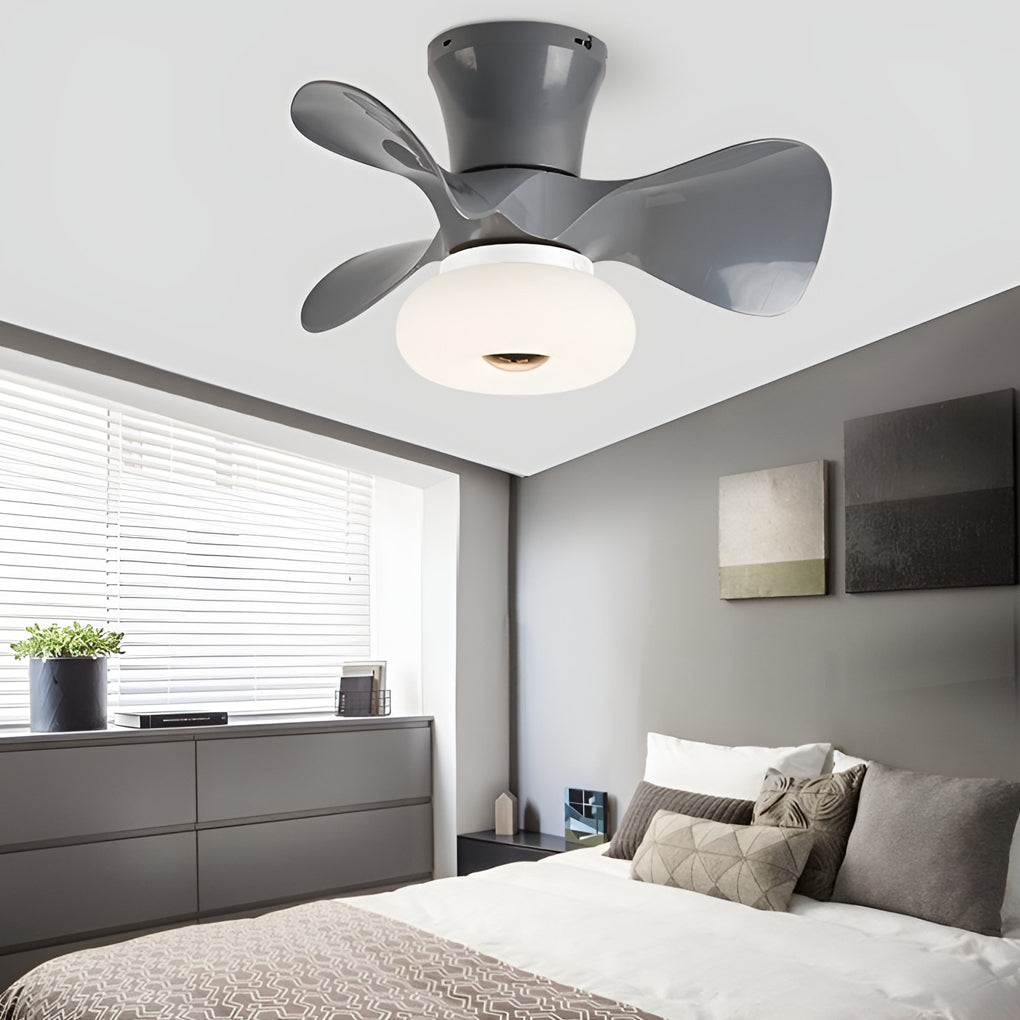 Modern White Macaron LED Ceiling Fan with Light for Living Room Decor