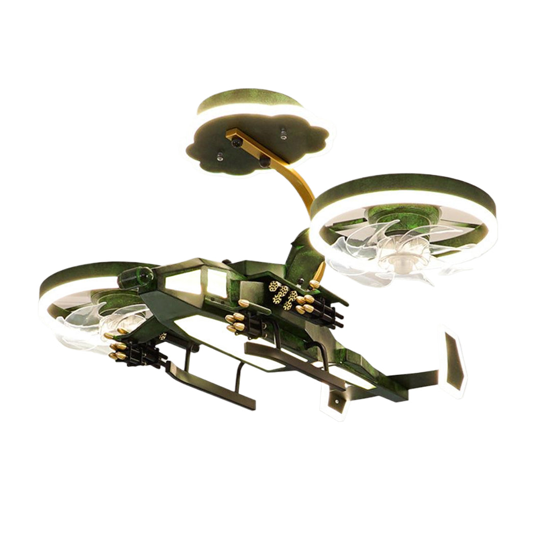 Colorful Airplane Ceiling Fan Light for Kids' Room - LED Fixture