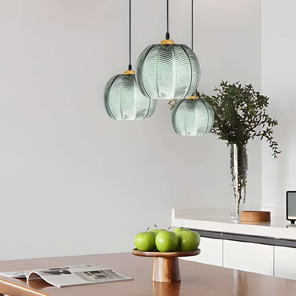 Textured Green Glass Pendant Light Fixture for Modern Living Spaces