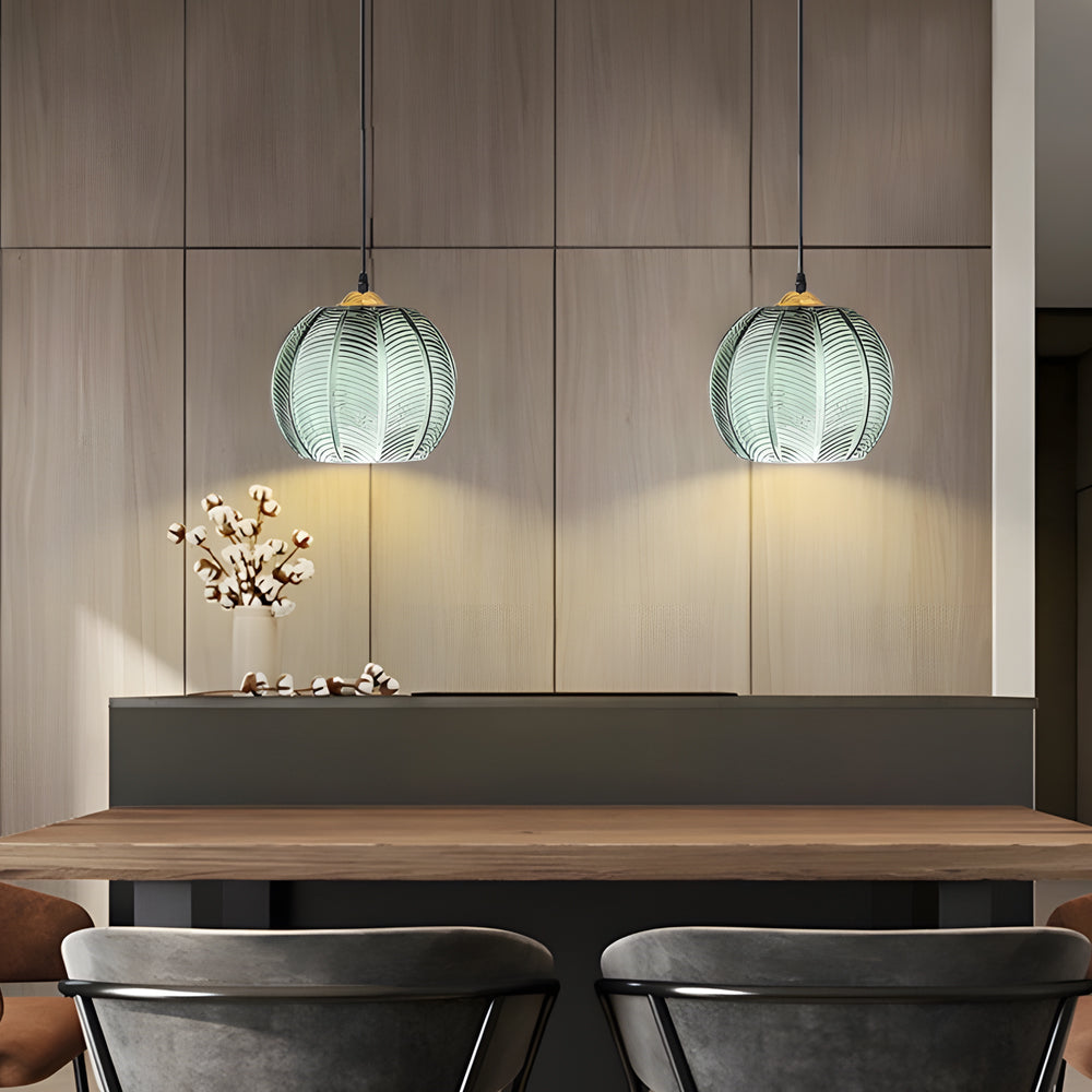 Textured Green Glass Pendant Light Fixture for Modern Living Spaces