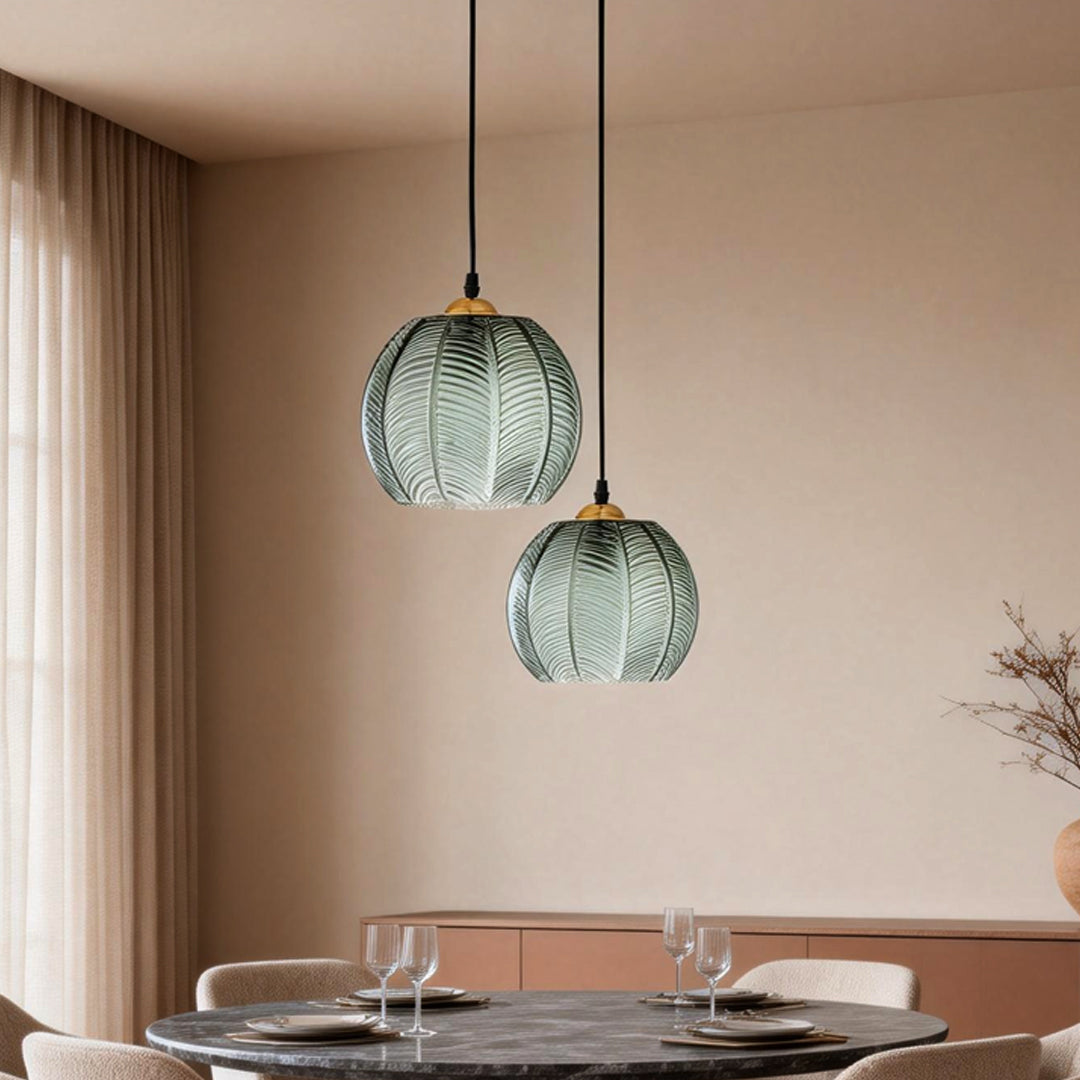 Textured Green Glass Pendant Light Fixture for Modern Living Spaces