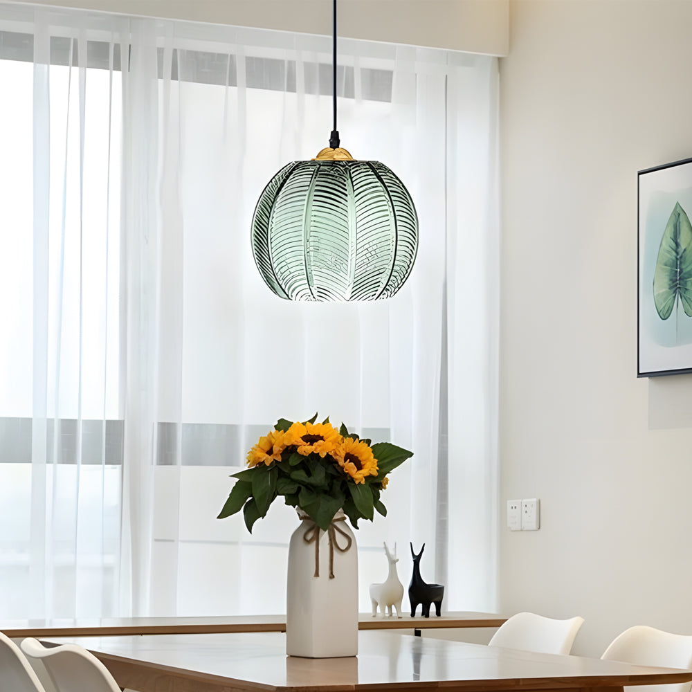 Textured Green Glass Pendant Light Fixture for Modern Living Spaces