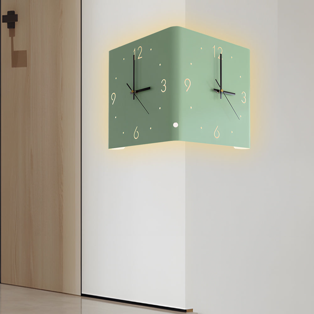Modern Backlit Square Metal Wall Clock Lamp for Home Office Decor