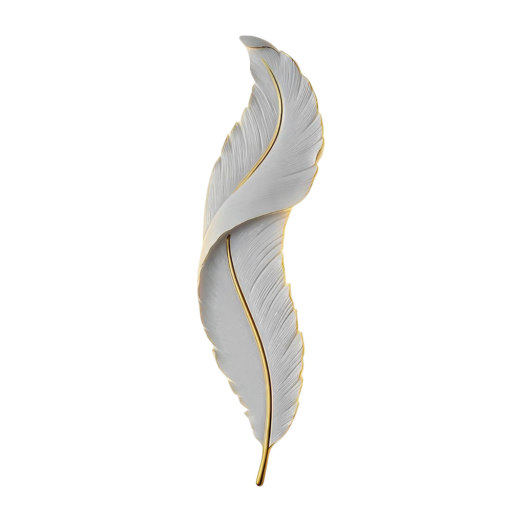 Modern White Resin Feather LED Wall Light for Corridor & Hallway Decor