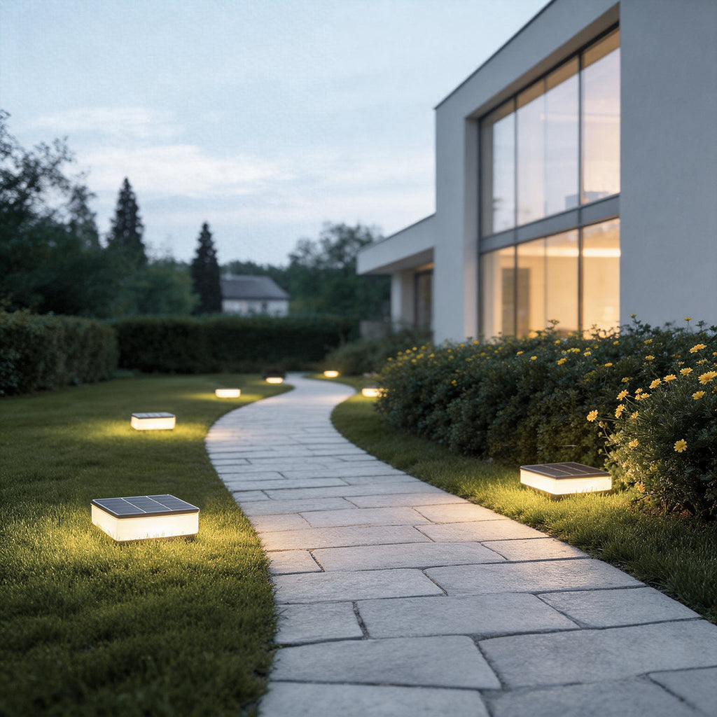 Sleek Solar-Powered LED Disc Lights for Outdoor Garden Pathway Décor