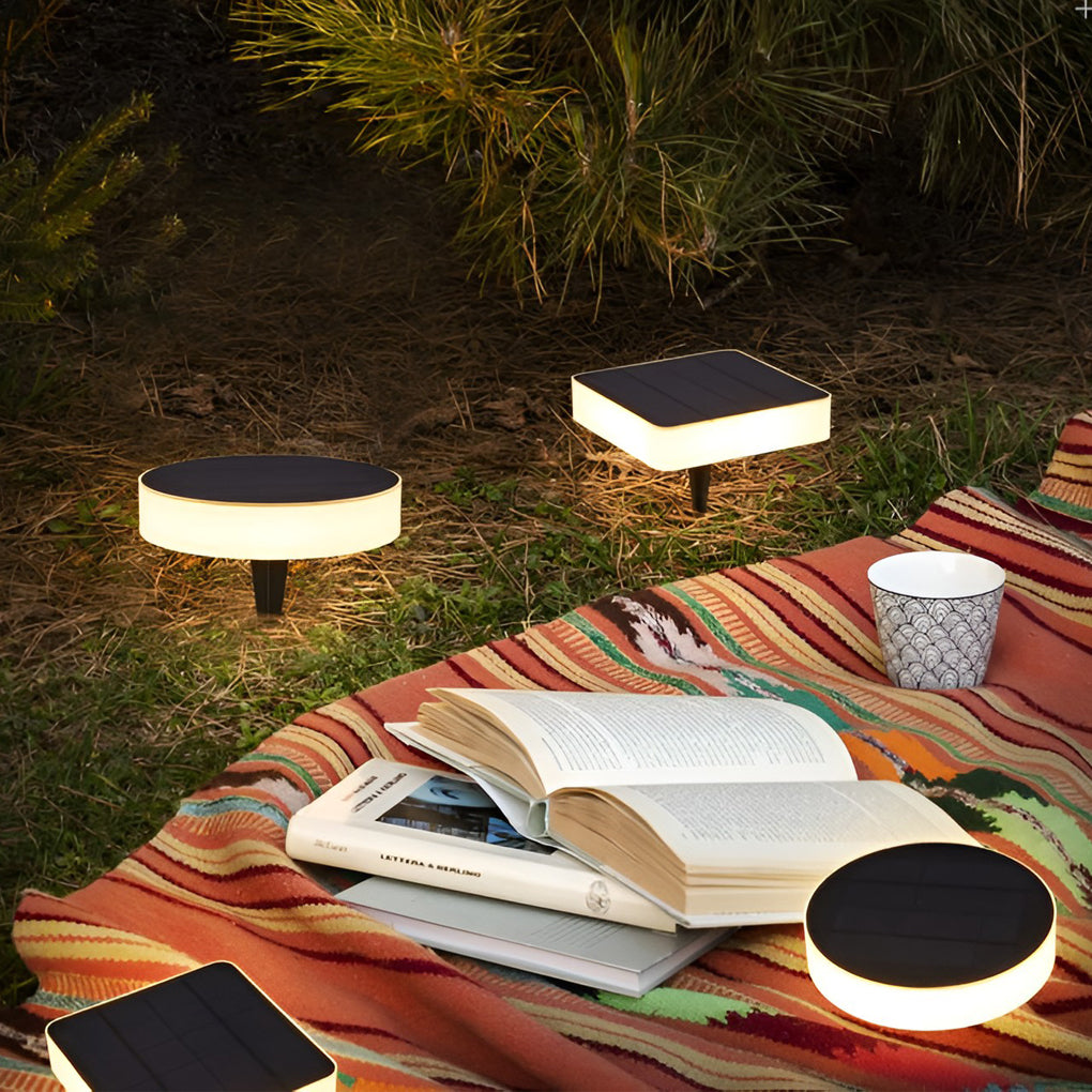 Sleek Solar-Powered LED Disc Lights for Outdoor Garden Pathway Décor