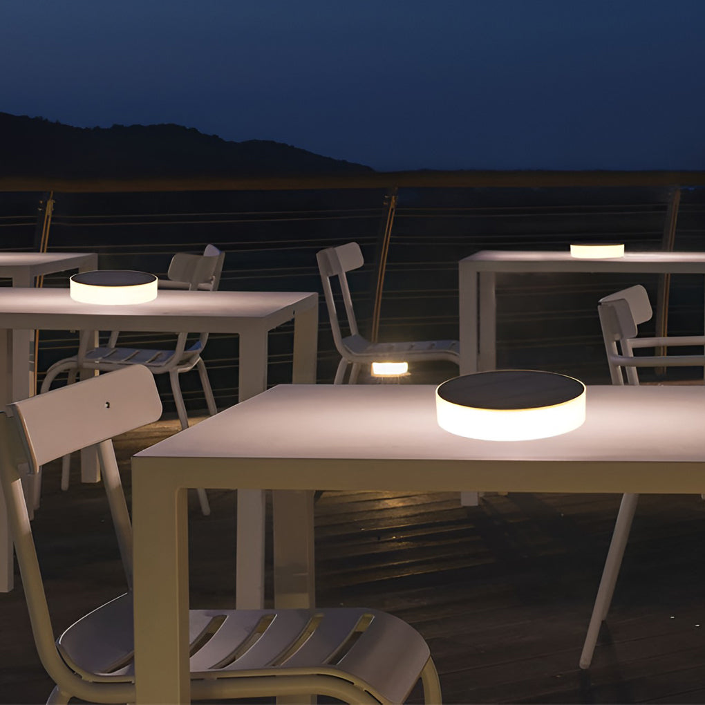 Sleek Solar-Powered LED Disc Lights for Outdoor Garden Pathway Décor