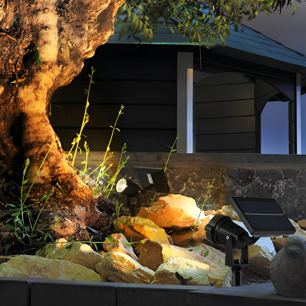 Adjustable RGB LED Ground Spike Solar Tree Spotlight for Outdoor Use