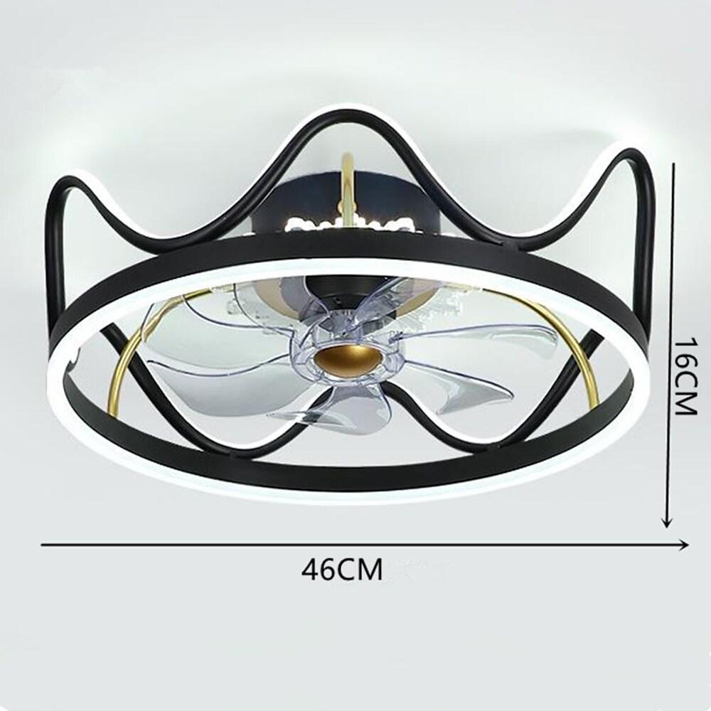 Elegant Gold and Black Crown-Shaped Ceiling Fan Light for Living Room