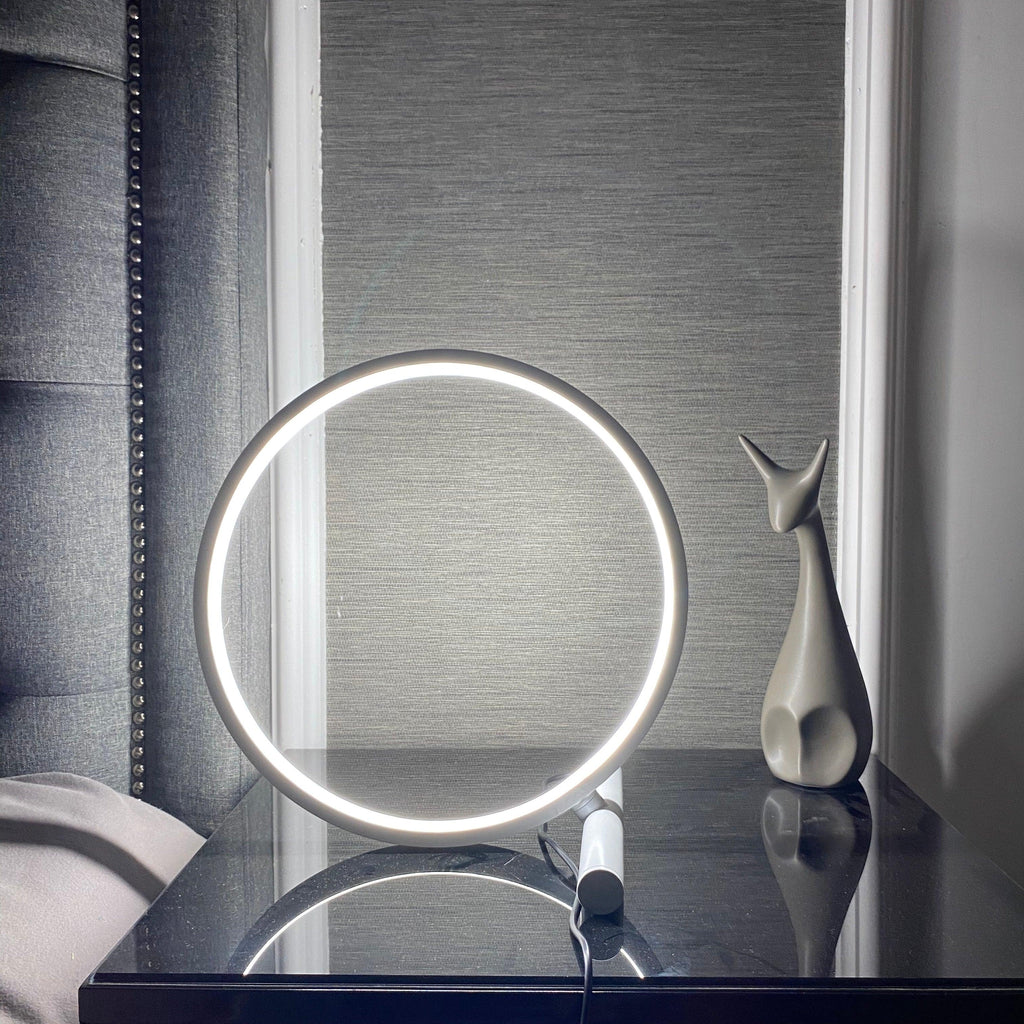 Contemporary White Ceramic Halo Table Lamp for Living Room Bedroom