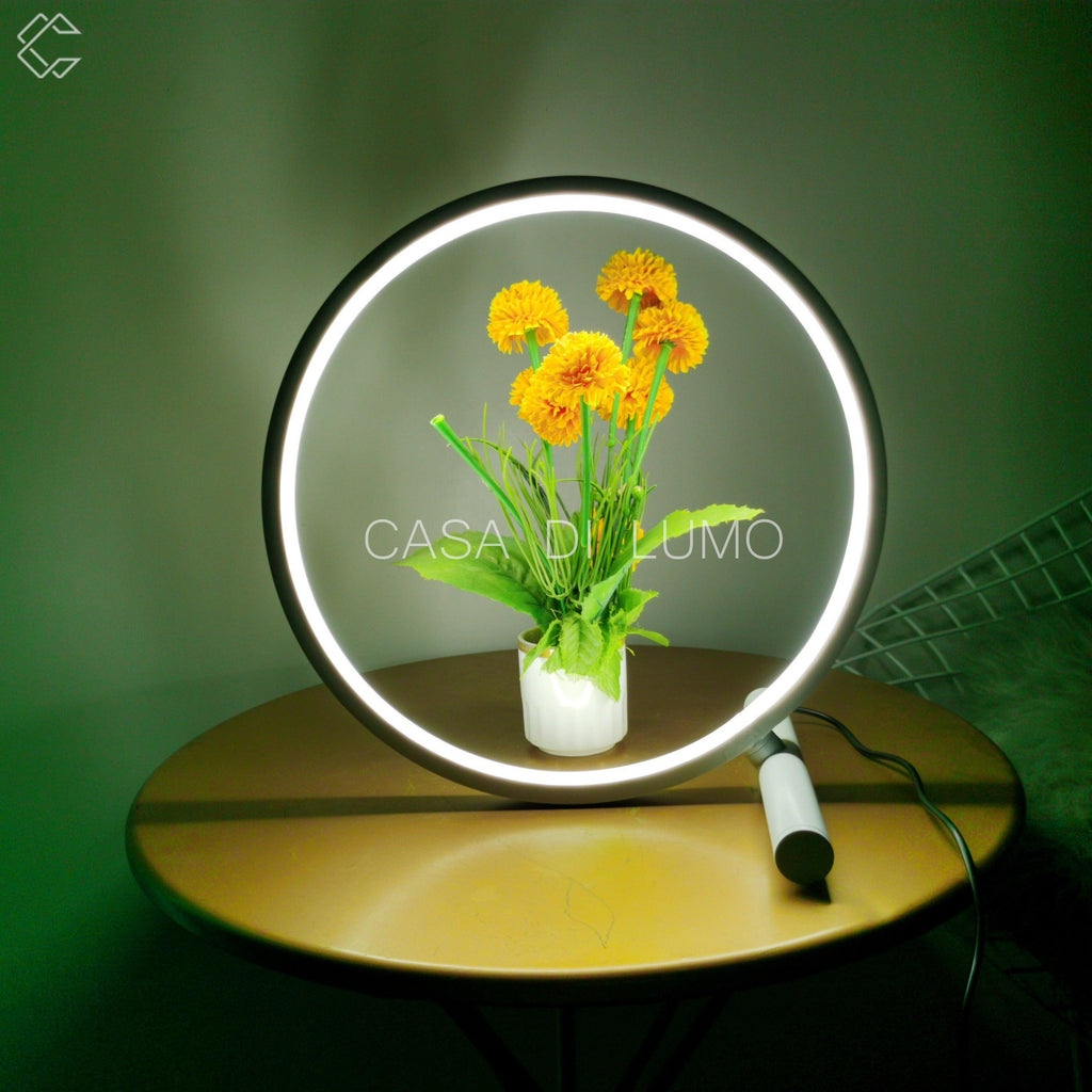 Contemporary White Ceramic Halo Table Lamp for Living Room Bedroom