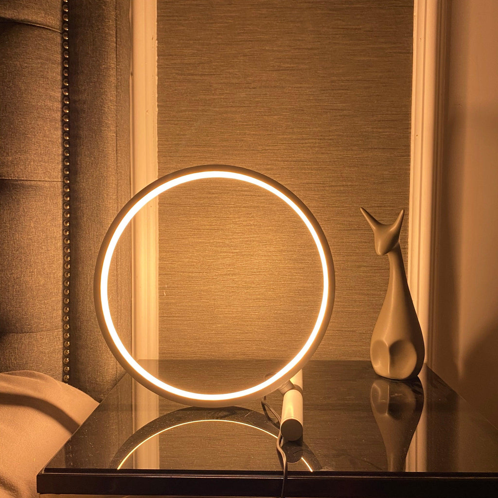 Contemporary White Ceramic Halo Table Lamp for Living Room Bedroom
