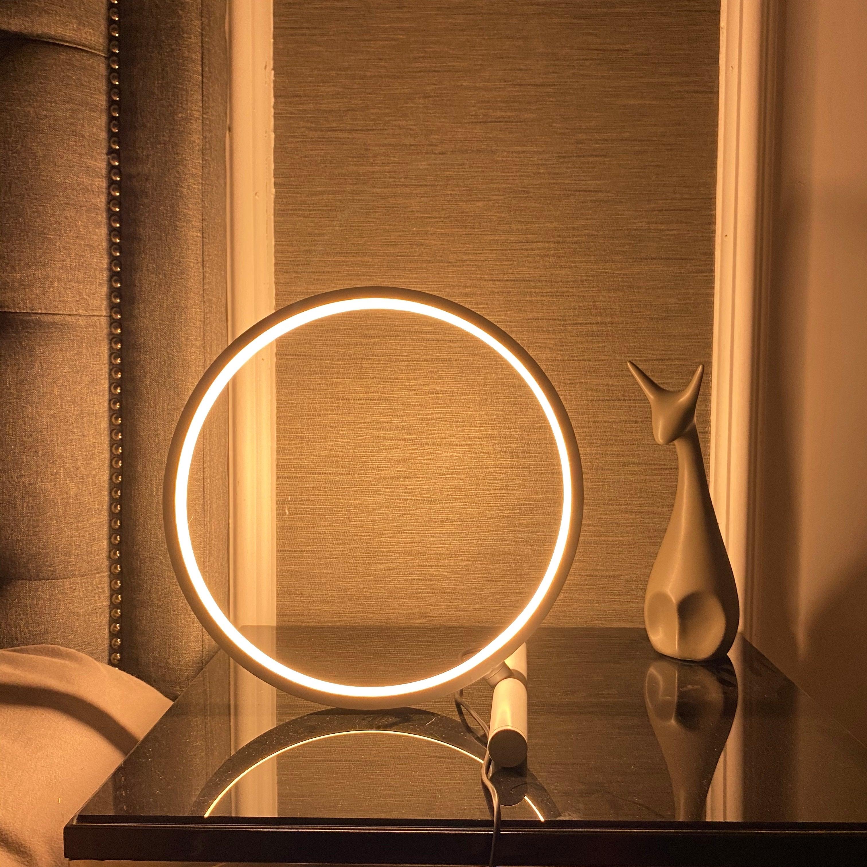 Contemporary White Ceramic Halo Table Lamp for Living Room Bedroom