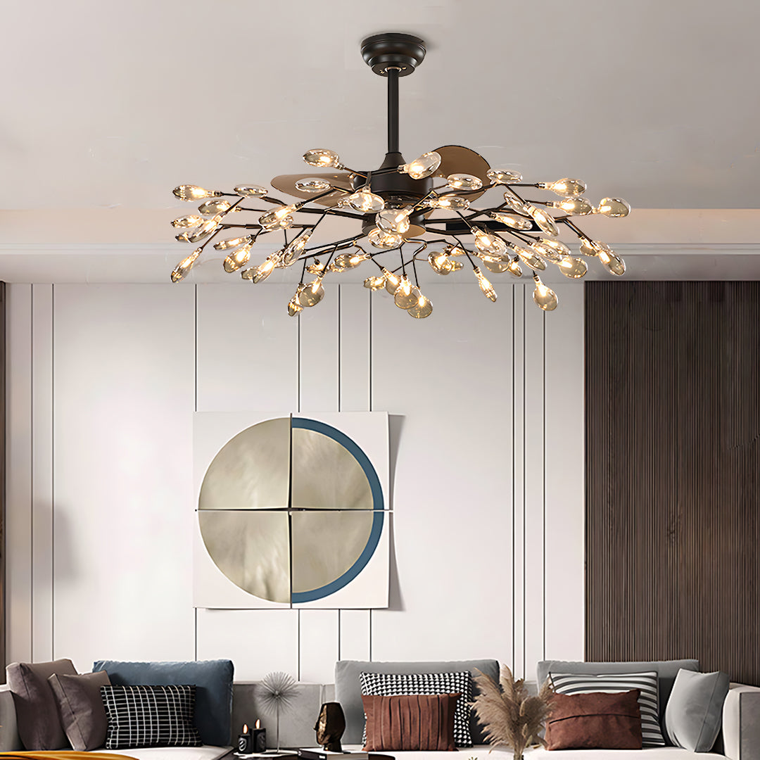 Minimalist Luxury White Ceiling Fan with Light for Living Room Decor