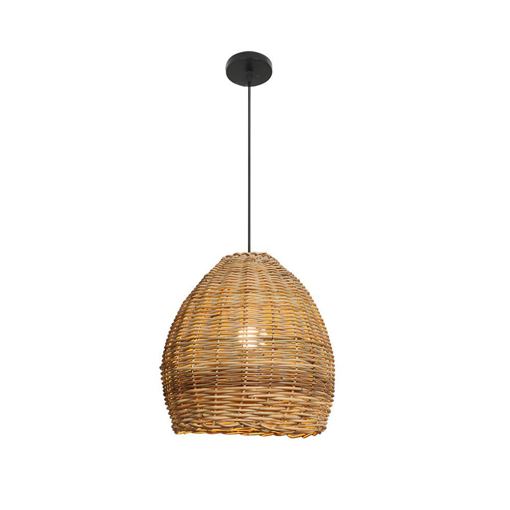 Handcrafted Wabi-Sabi Leather Rattan LED Chandelier for Living Room