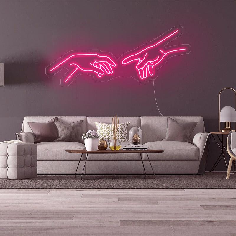 Vibrant Colorful Hands LED Neon Wall Sign for Home Decor & Parties