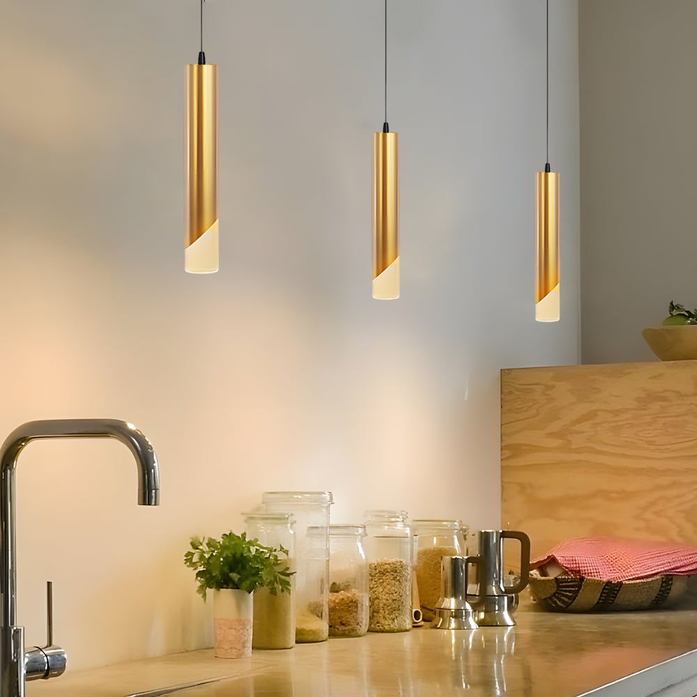 Modern Gold LED Pendant Light with 3-Step Dimming for Living Room