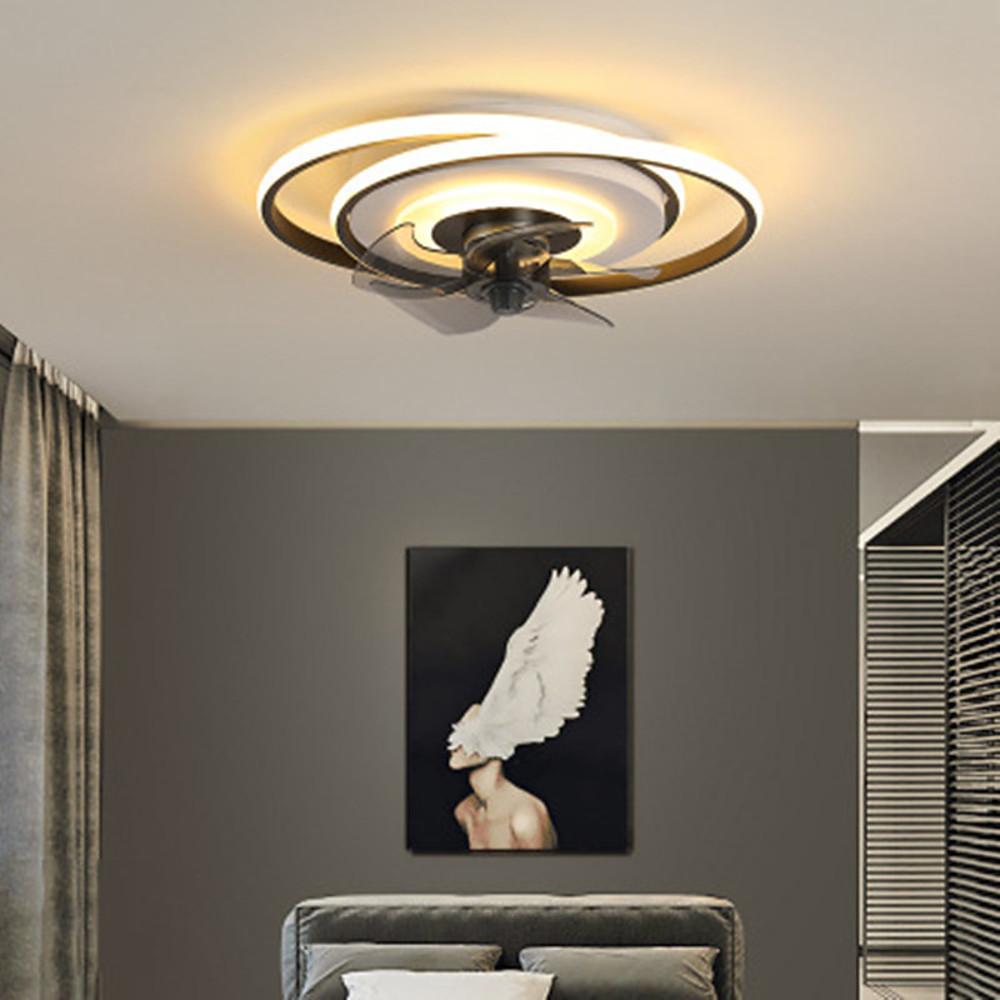Contemporary Bronze Geometric LED Ceiling Fan for Living Room or Bedroom