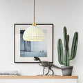 Modern Copper Semi-Globe Ceramic Pendant Light for Living Room Decor