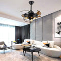 Rustic 3-Blade Retractable Ceiling Fan with Light for Farmhouse Decor