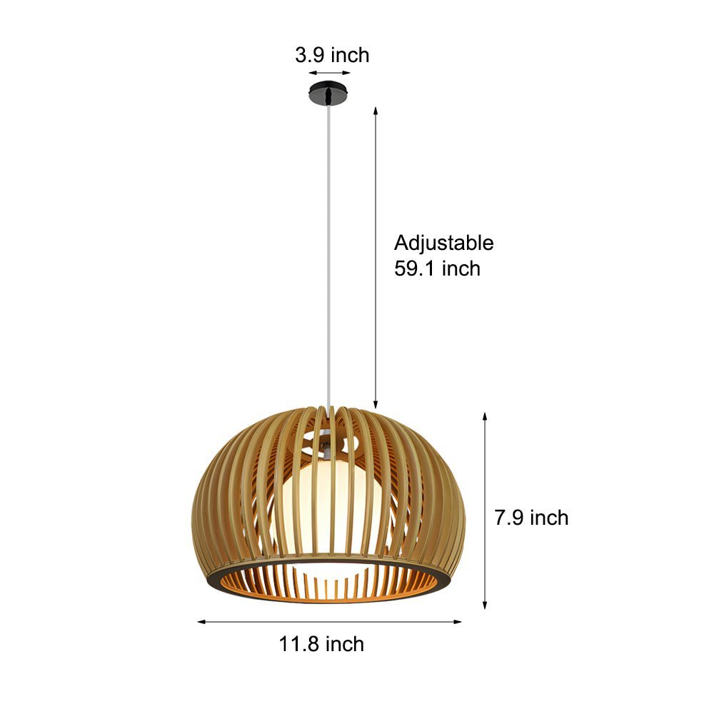 Contemporary Wood and Glass Hemispherical Chandelier for Living Room